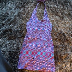 Vibrant Backless Halter Dress